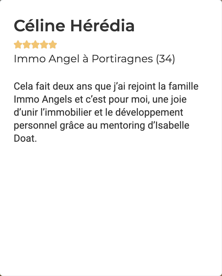 Céline H. témoigne de l’union entre immobilier et développement personnel au sein du réseau Immo Angels.